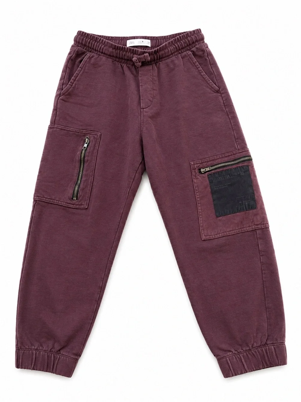 Zara Boys Burgundy - Plum Soft Cargo Jogger Sweatpants